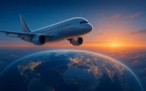 Wie lange braucht man mit dem Flugzeug um die Welt?